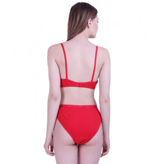 Cotton Bra And Panty Set (Material: Cotton (Color: Red)