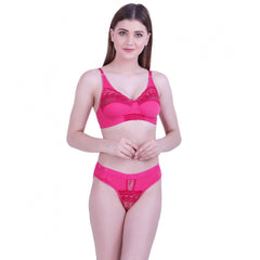 Cotton Bra And Panty Set (Material: Cotton (Color: Dark Pink)