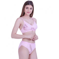 Cotton Bra And Panty Set (Material: Cotton (Color: Light Pink)