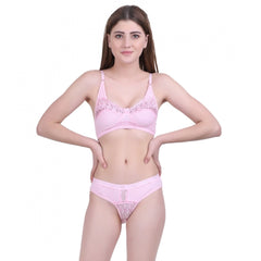 Cotton Bra And Panty Set (Material: Cotton (Color: Light Pink)