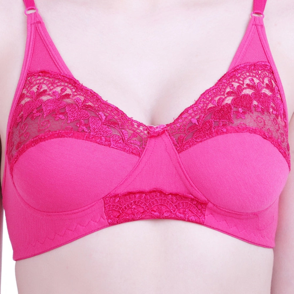 Cotton Bra And Panty Set (Material: Cotton (Color: Dark Pink)