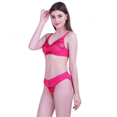 Cotton Bra And Panty Set (Material: Cotton (Color: Dark Pink)