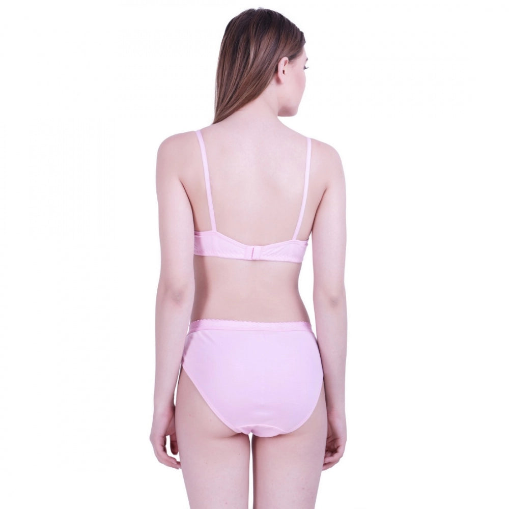 Cotton Bra And Panty Set (Material: Cotton (Color: Light Pink)