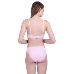 Cotton Bra And Panty Set (Material: Cotton (Color: Light Pink)