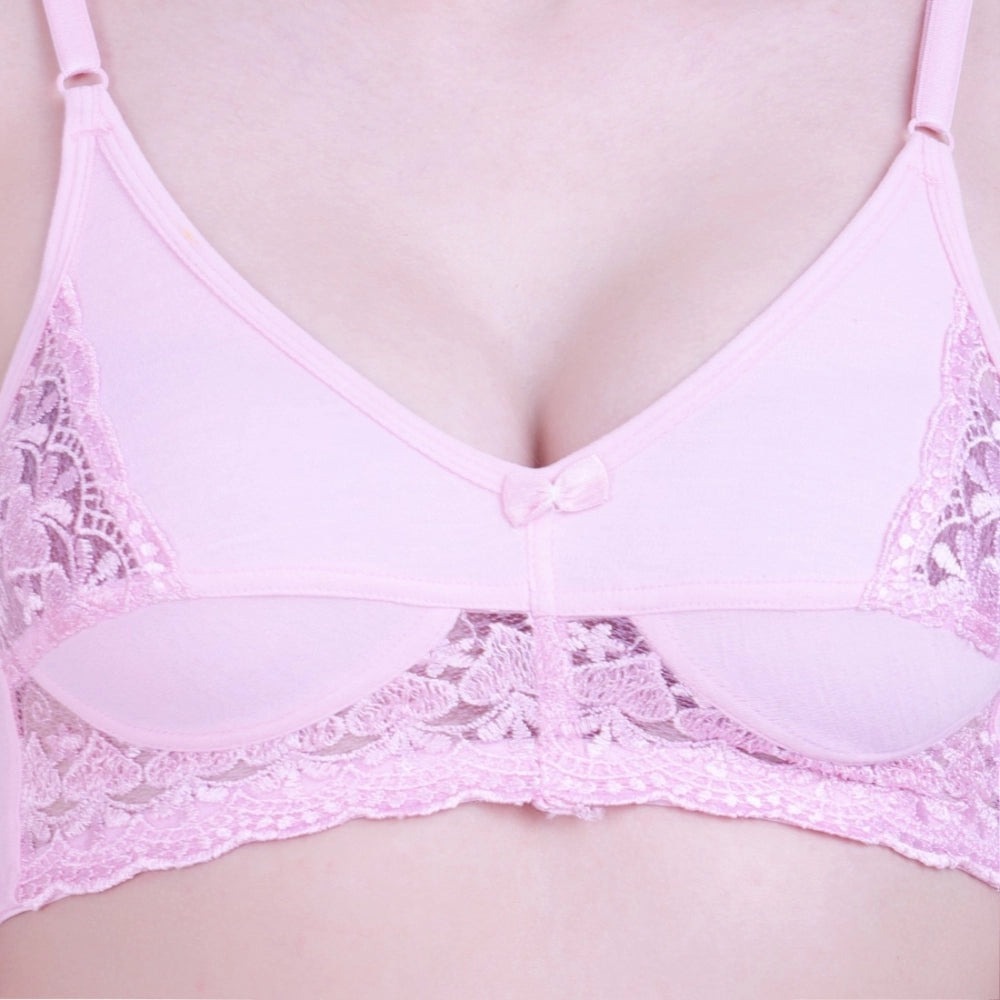 Cotton Bra And Panty Set (Material: Cotton (Color: Light Pink)