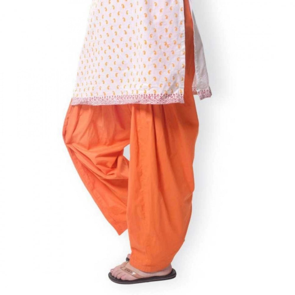 Cotton Solid Patiyala (Color:Orange)