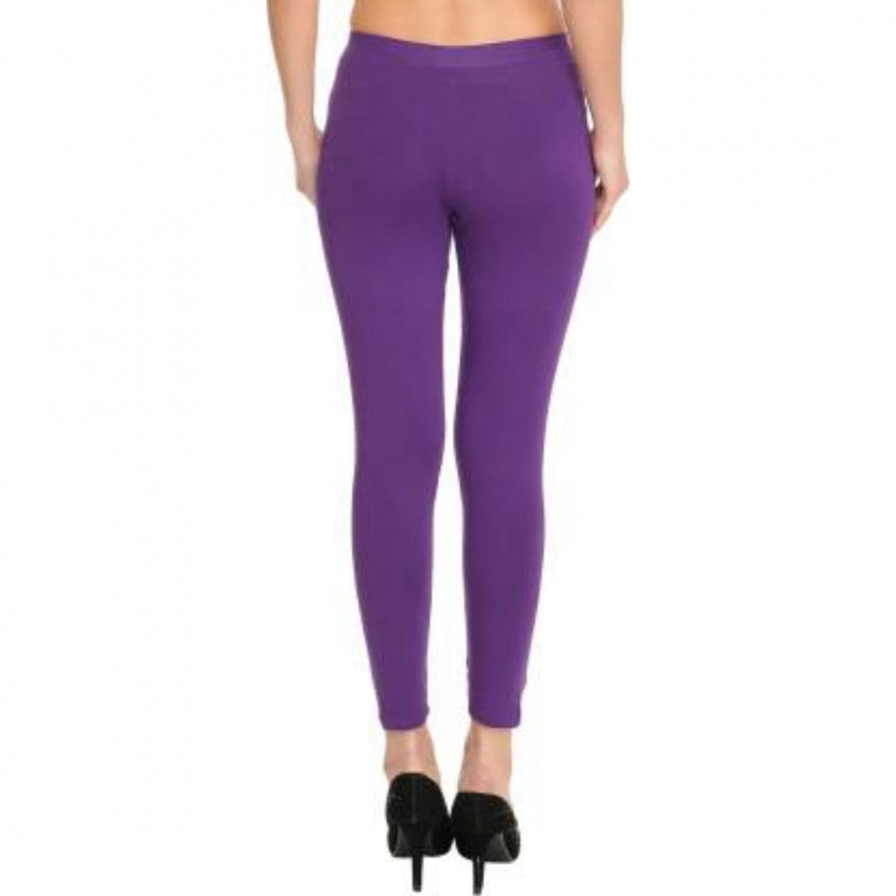 Women's Cotton Leggings (Color:Purple)