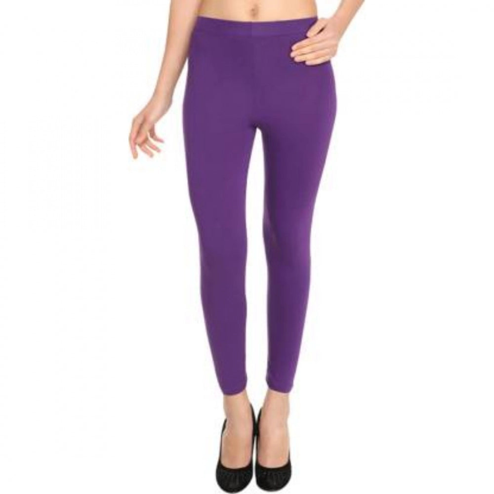 Women's Cotton Leggings (Color:Purple)