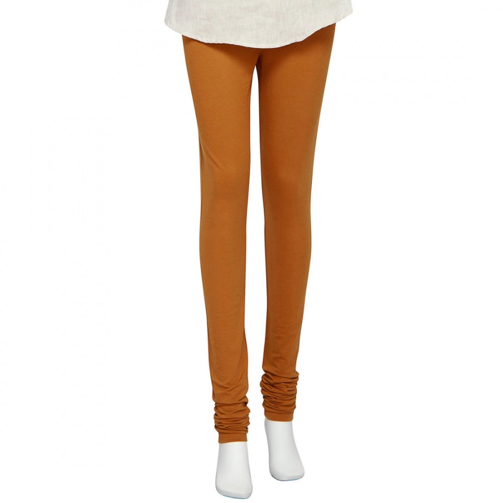 Women's Cotton Leggings (Color:Light Brown)