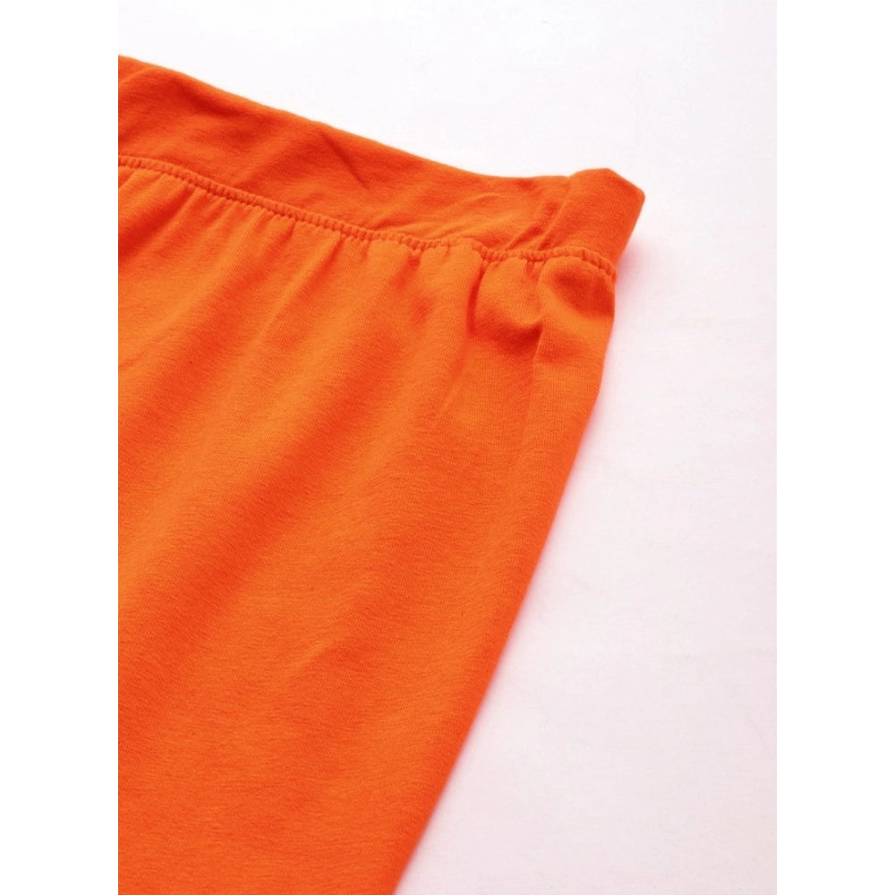 Women's Cotton Leggings (Color:Orange)