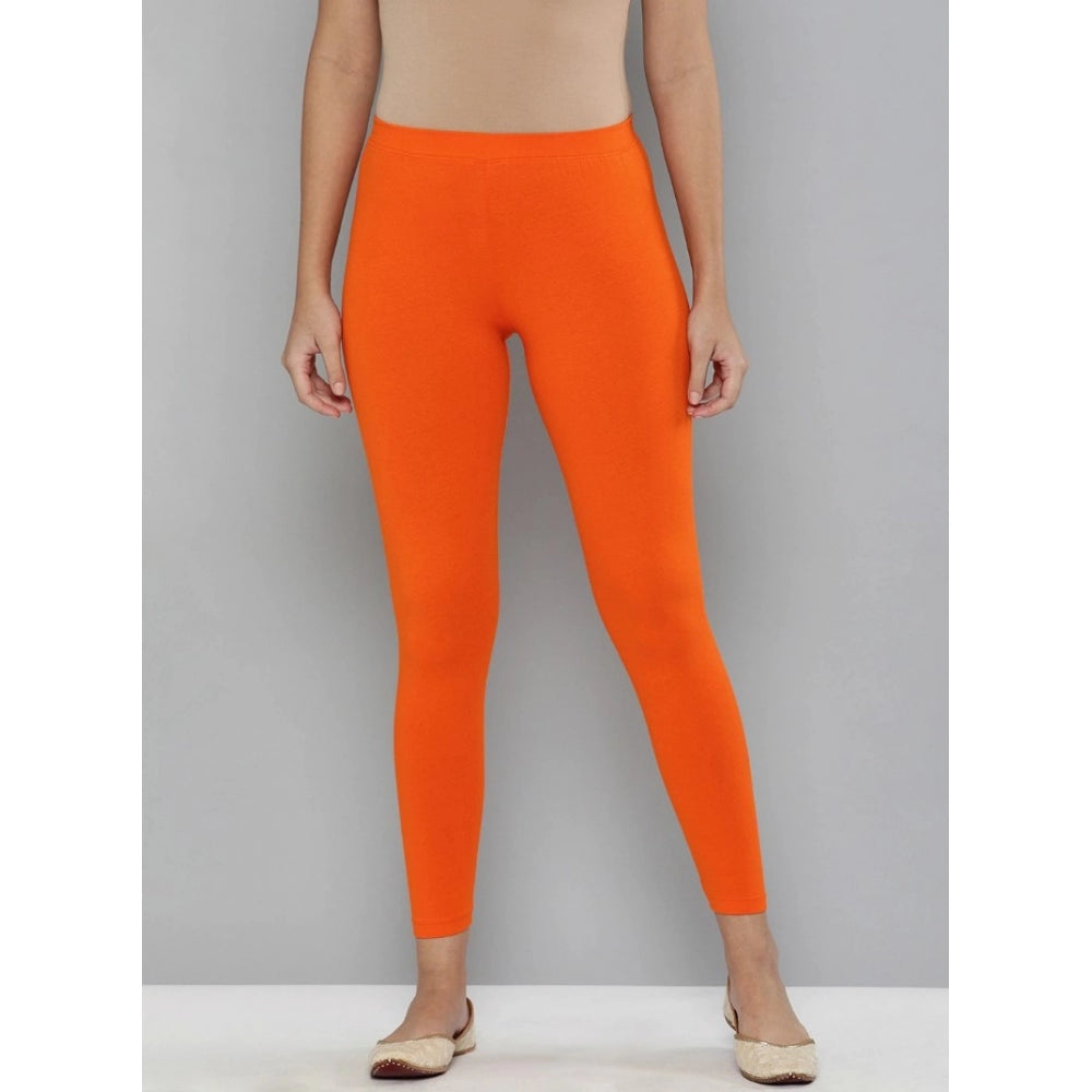 Women's Cotton Leggings (Color:Orange)