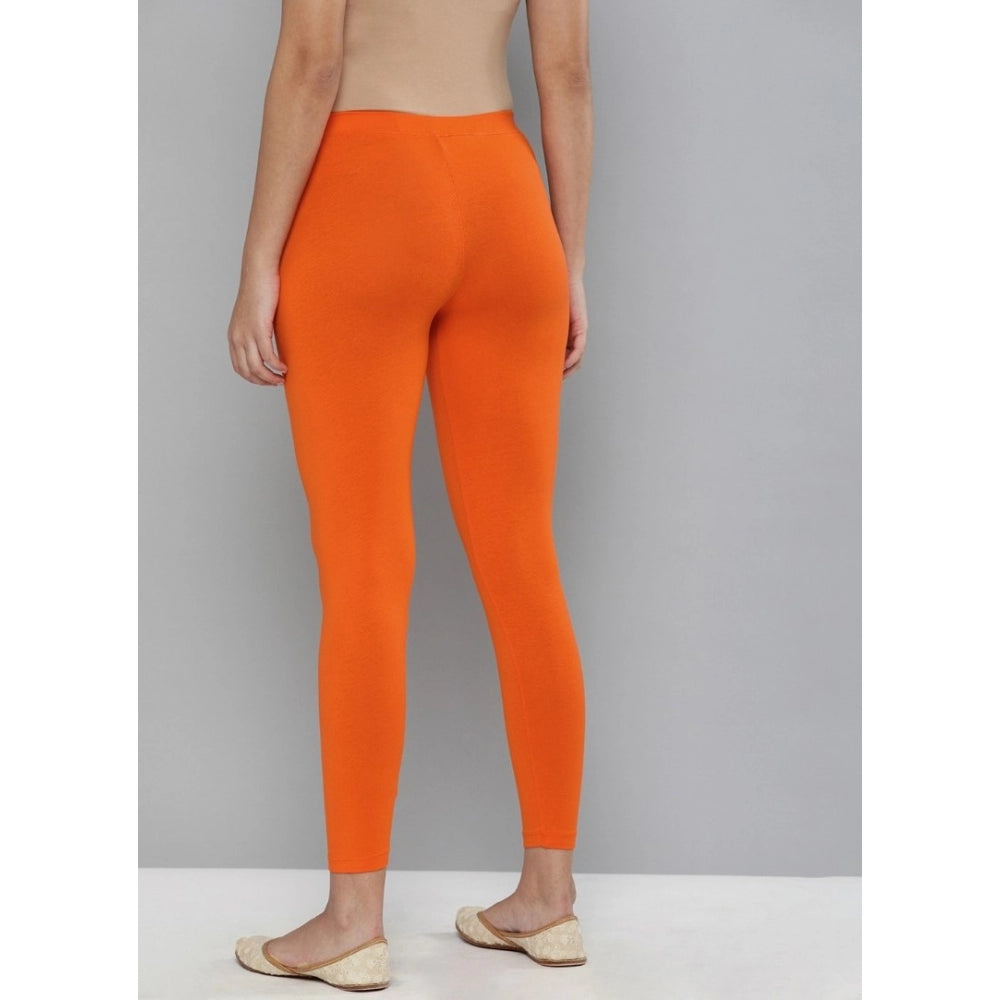 Women's Cotton Leggings (Color:Orange)