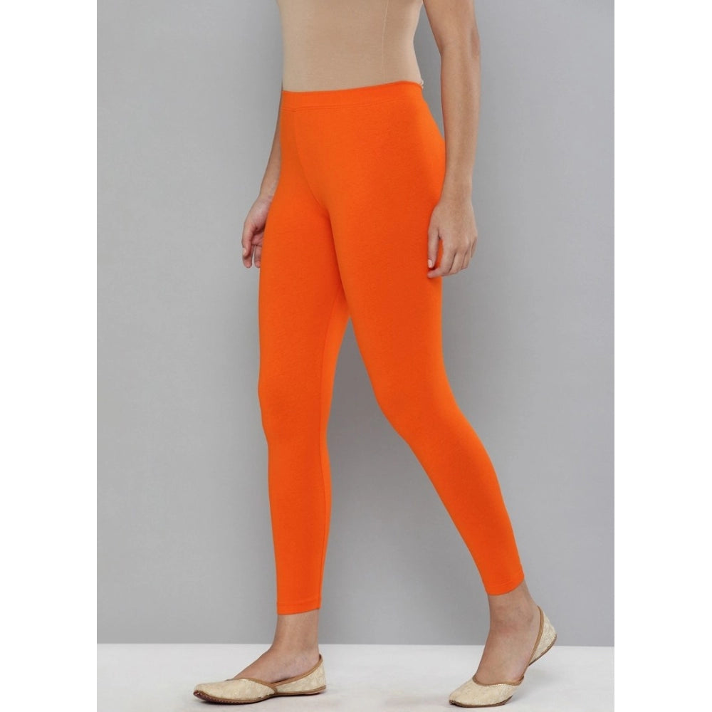 Women's Cotton Leggings (Color:Orange)