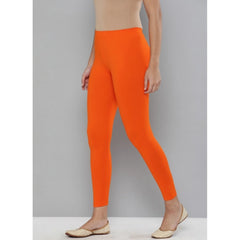 Women's Cotton Leggings (Color:Orange)