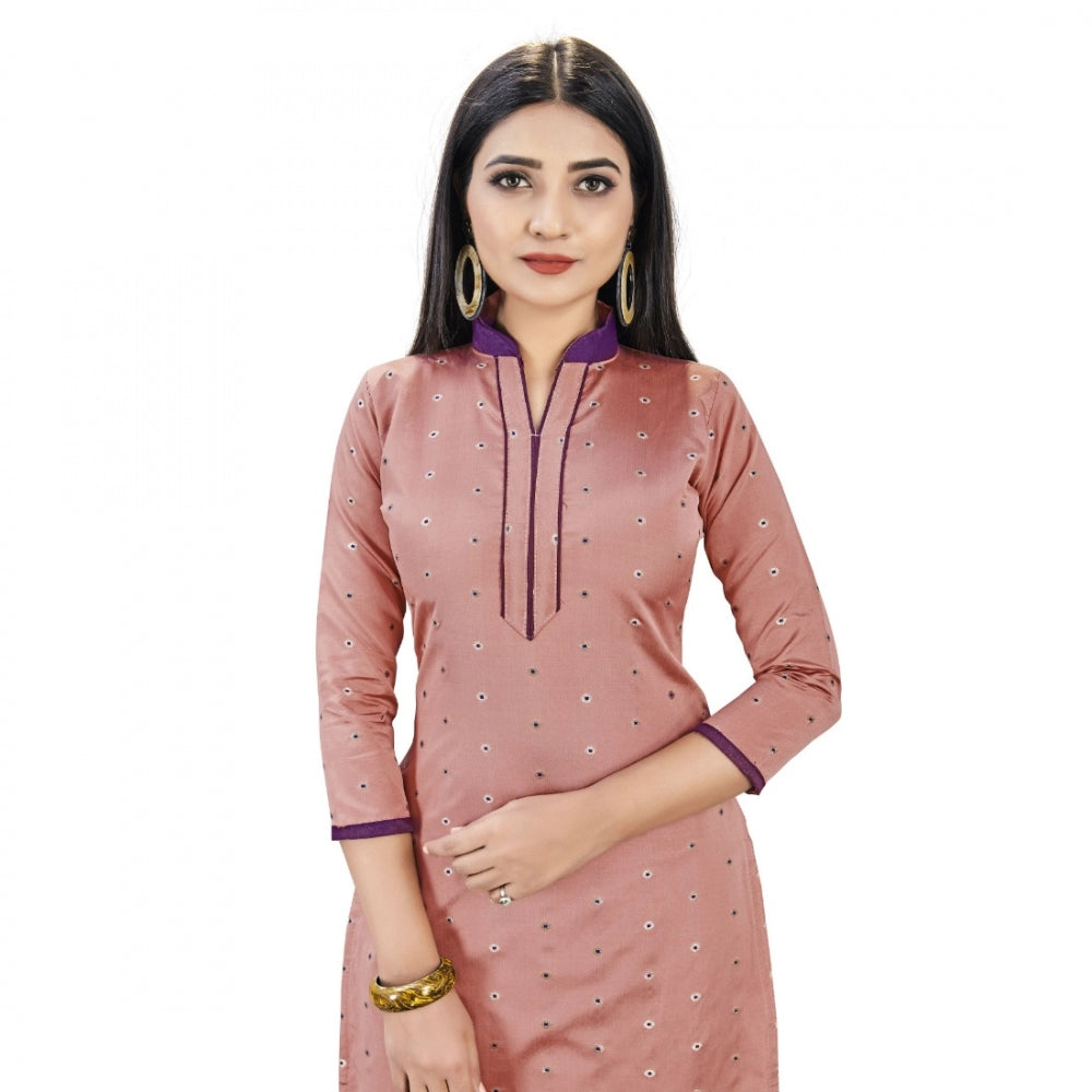 Banarasi Silk Unstitched Salwar-Suit Material Premium Quality With Dupatta (Color: Peach)