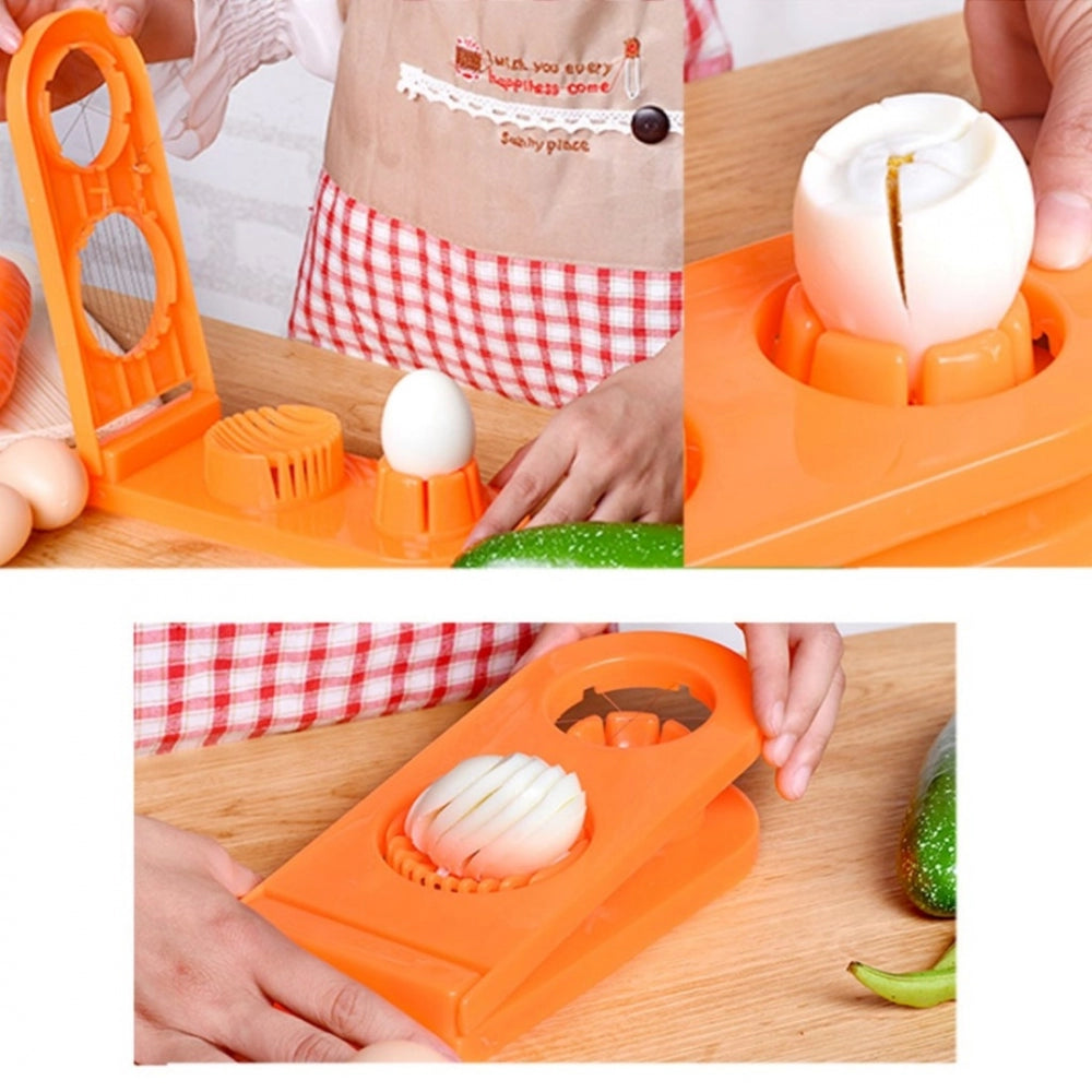 Pack of 2_2 In 1 Boiled Egg and Mushroom Slicer Cutter Chopper Plastic With Stainless Steel Wired (Color:Assorted)