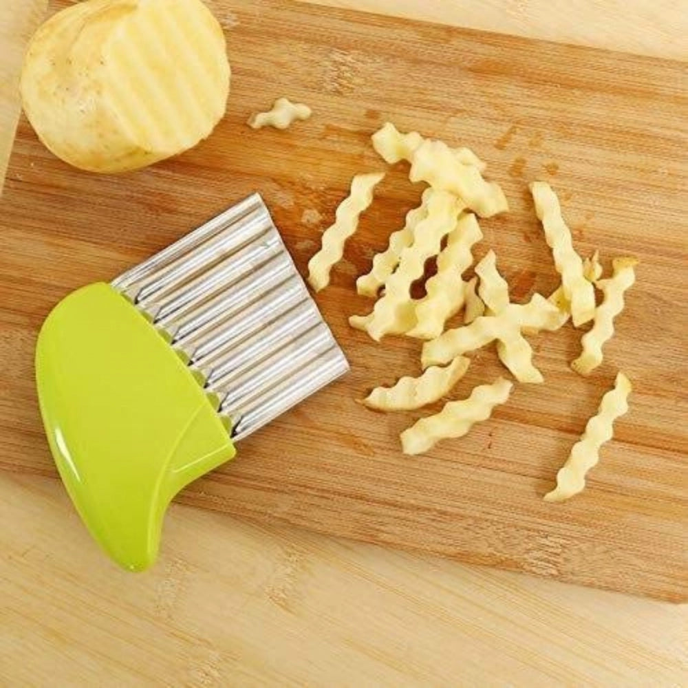 Pack of 5 Wave Shape Stainless Steel Potato Cutter Slicer (Color:Assorted)