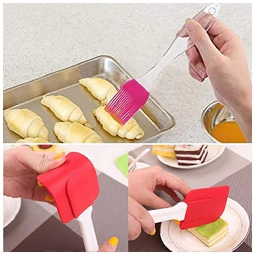 Pack of 5 Silicone Spatula And Pastry Brush (Color: Assorted)