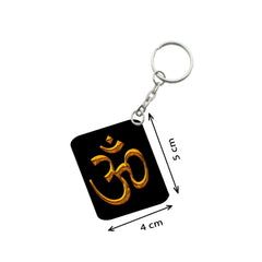 Pack Of 3_ Om Symbol One Side Printed Rectangle Designer Keychain (Black)