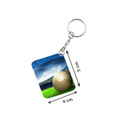 Pack Of 3_ Football One Side Printed Rectangle Designer Keychain (Multi Color)