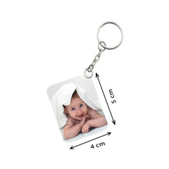 Pack Of 3_ Baby With Smile One Side Printed Rectangle Designer Keychain (White)