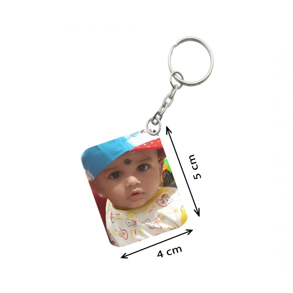 Pack Of 3_ Baby With Cap One Side Printed Rectangle Designer Keychain (Yellow)