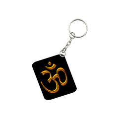 Pack Of 3_ Om Symbol One Side Printed Rectangle Designer Keychain (Black)