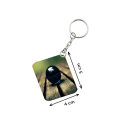 Pack Of 3_ Black Obsidian Sphere One Side Printed Rectangle Designer Keychain (Black)