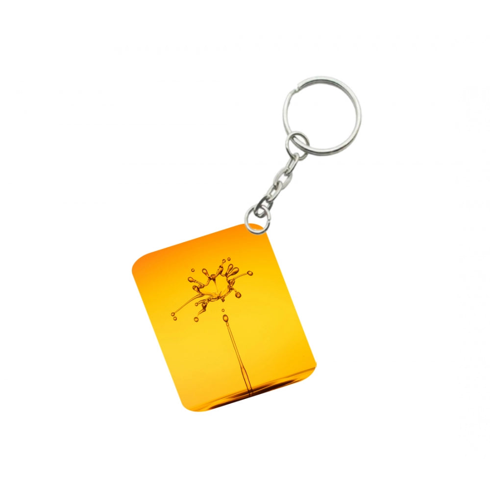 Pack Of 3_ Water Drop One Side Printed Rectangle Designer Keychain (Orange)