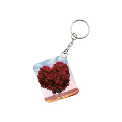 Pack Of 3_ Red Tree Heart One Side Printed Rectangle Designer Keychain (Red)