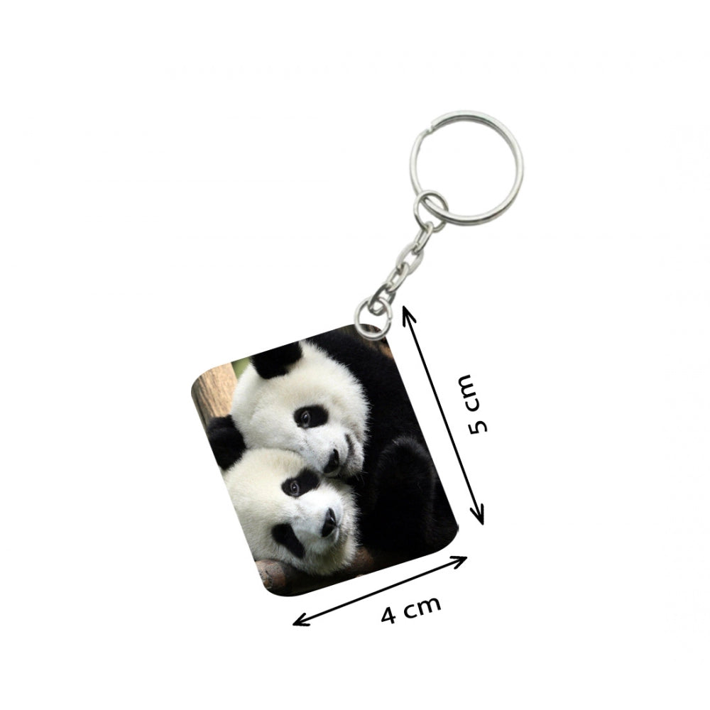 Pack Of 3_ Panta One Side Printed Rectangle Designer Keychain (White)