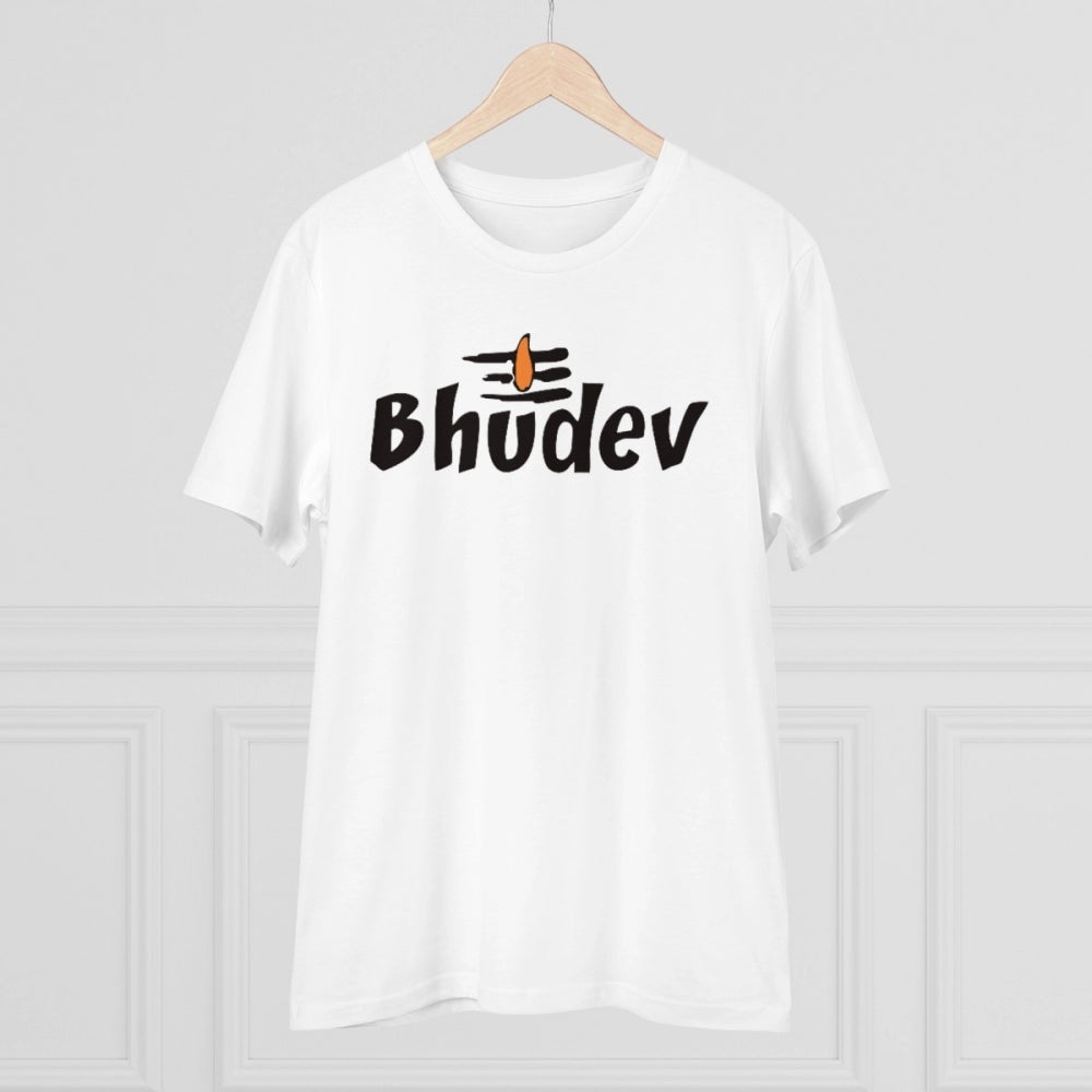 Men's PC Cotton Bhudev Printed T Shirt (Color: White, Thread Count: 180GSM)