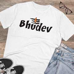 Men's PC Cotton Bhudev Printed T Shirt (Color: White, Thread Count: 180GSM)