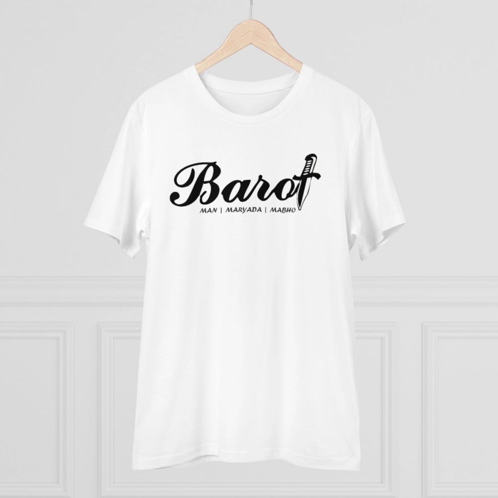 Men's PC Cotton Cast Design Barot Printed T Shirt (Color: White, Thread Count: 180GSM)