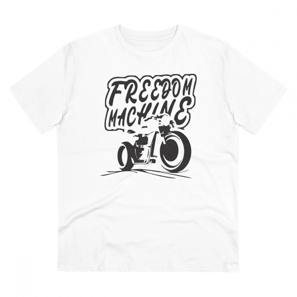 Men's PC Cotton Bike Ride Design Printed T Shirt (Color: White, Thread Count: 180GSM)