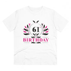 Men's PC Cotton 61st Birthday Printed T Shirt (Color: White, Thread Count: 180GSM)