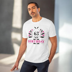 Men's PC Cotton 63rd Birthday Printed T Shirt (Color: White, Thread Count: 180GSM)