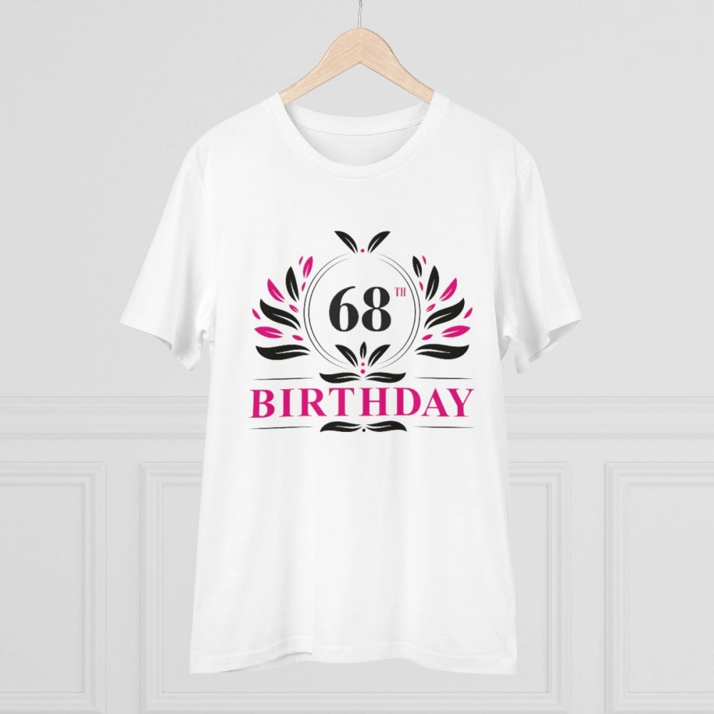 Men's PC Cotton 68th Birthday Printed T Shirt (Color: White, Thread Count: 180GSM)