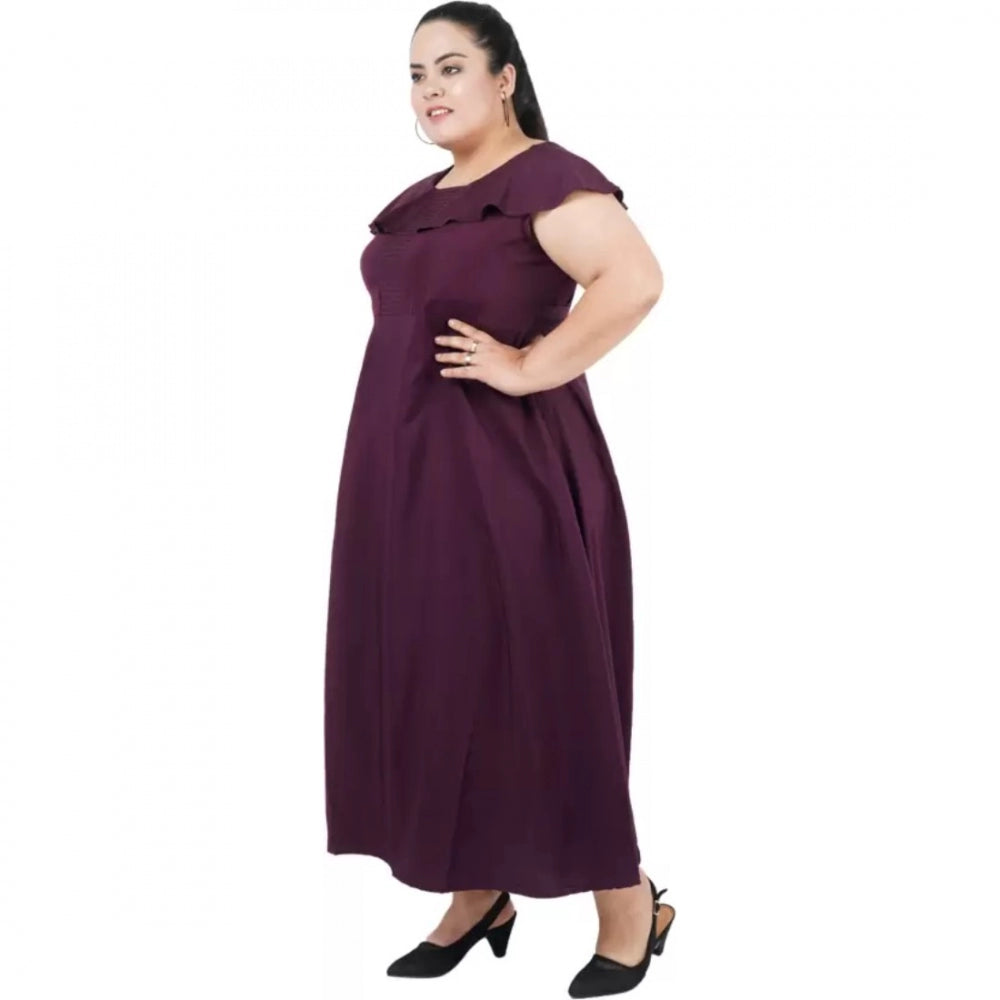 Women's Fit And Flare Purple Dress (Color:Purple, Material:Polyester)