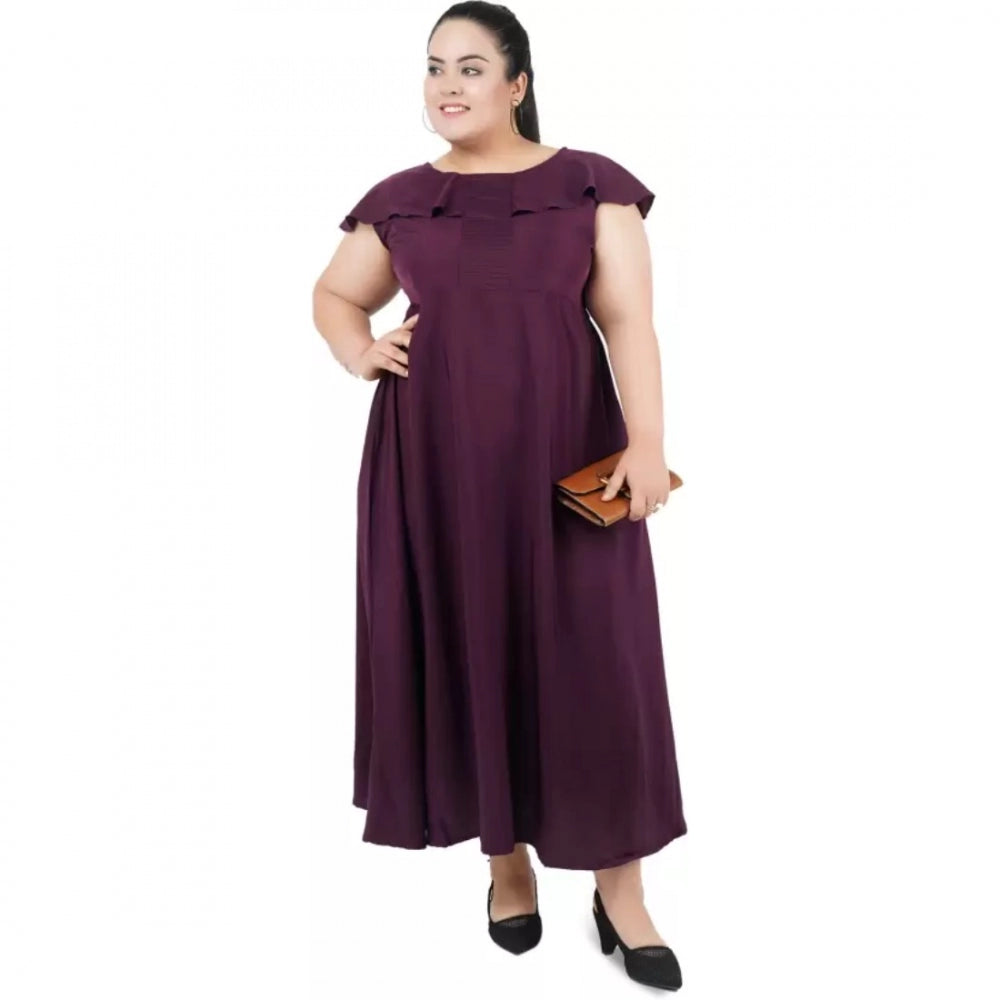 Women's Fit And Flare Purple Dress (Color:Purple, Material:Polyester)