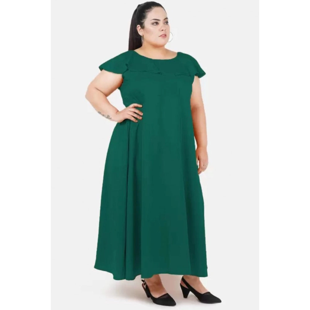 Women's Fit And Flare Green Dress (Color:Green, Material:Polyester)