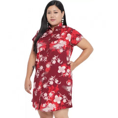 Women's Shirt Maroon Dress (Color:Maroon, Material:Polyester)