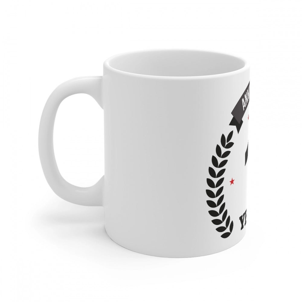 Ceramic 17th Anniversary Printed Coffee Mug (Color: White, Capacity:330ml)