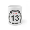 Ceramic 13th Anniversary Printed Coffee Mug (Color: White, Capacity:330ml)
