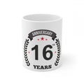 Ceramic 16th Anniversary Printed Coffee Mug (Color: White, Capacity:330ml)