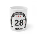 Ceramic 28th Anniversary Printed Coffee Mug (Color: White, Capacity:330ml)