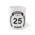 Ceramic 25th Anniversary Printed Coffee Mug (Color: White, Capacity:330ml)