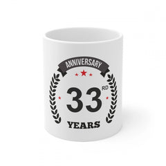 Ceramic 33rd Anniversary Printed Coffee Mug (Color: White, Capacity:330ml)