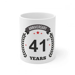 Ceramic 41st Anniversary Printed Coffee Mug (Color: White, Capacity:330ml)