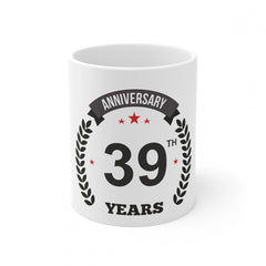 Ceramic 39th Anniversary Printed Coffee Mug (Color: White, Capacity:330ml)